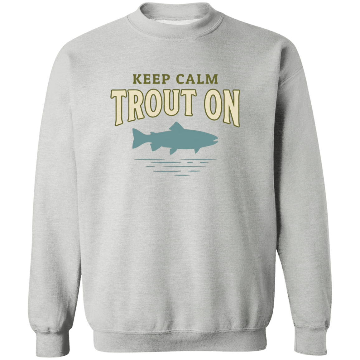 Sport Grey color Keep Calm Trout On fishing design sweatshirt – trout silhouette for fly fishing lovers
