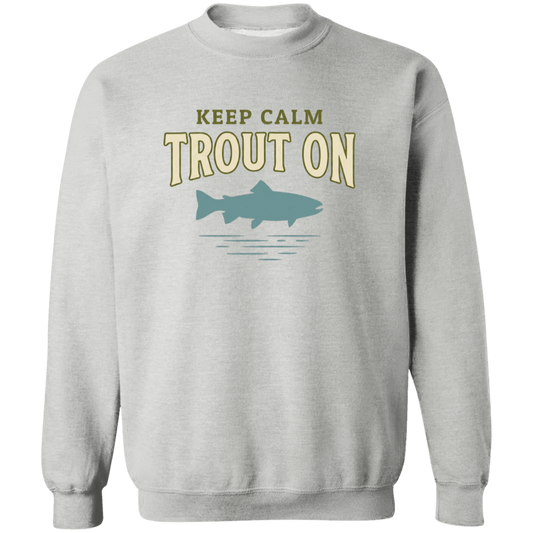 Sport Grey color Keep Calm Trout On fishing design sweatshirt – trout silhouette for fly fishing lovers
