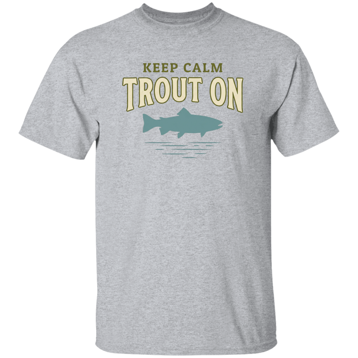 Sport Grey color Keep Calm Trout On fishing design t-shirt – trout silhouette for fly fishing lovers
