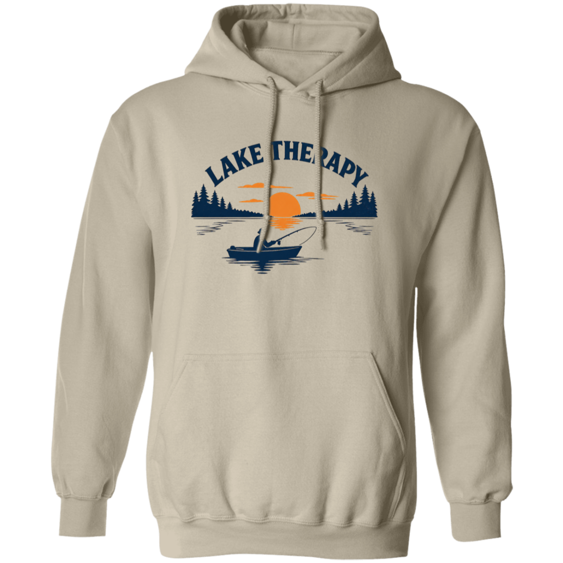 Sand color Lake Therapy hoodie – funny fishing shirt for men and women