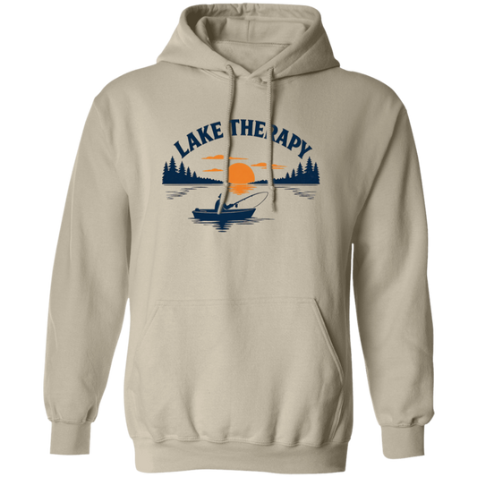 Sand color Lake Therapy hoodie – funny fishing shirt for men and women