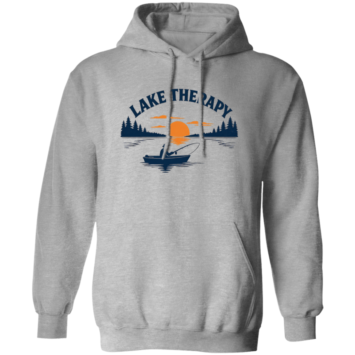 Sport grey color Lake Therapy hoodie – funny fishing shirt for men and women