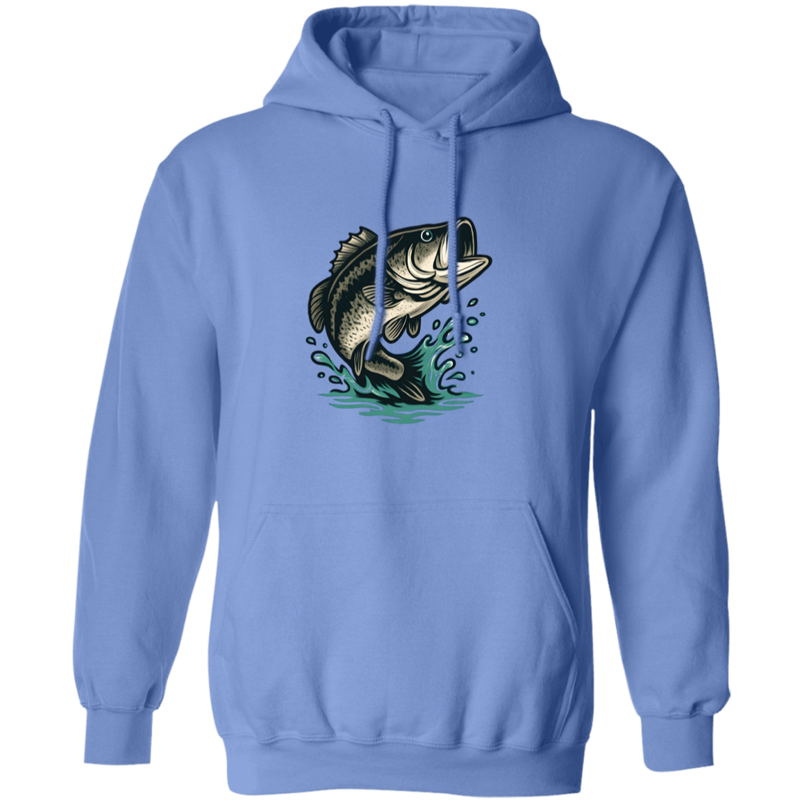 leaping largemouth bass hoodie carolina blue