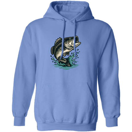 leaping largemouth bass hoodie carolina blue