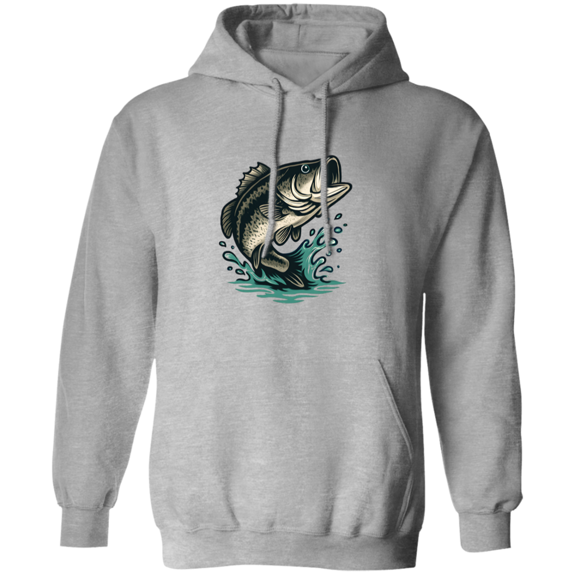 leaping largemouth bass hoodie sport grey
