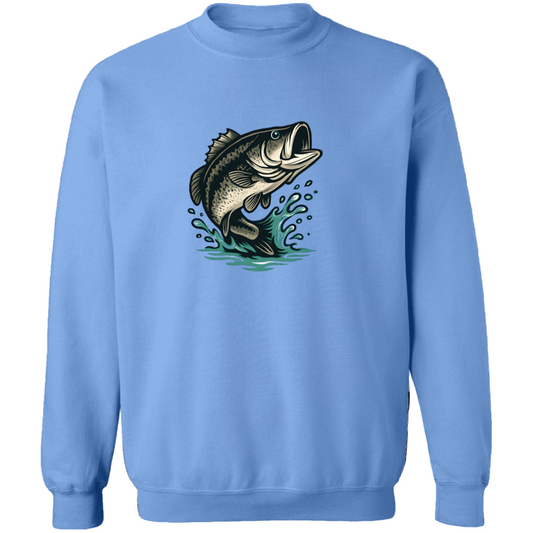 leaping largemouth bass sweatshirt carolina blue