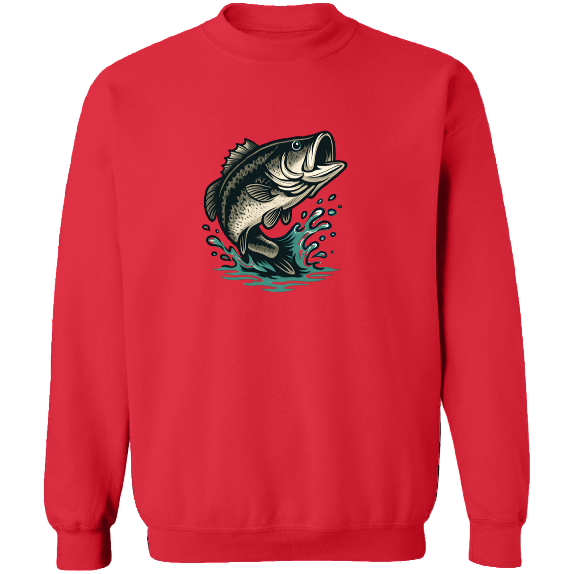 leaping largemouth bass sweatshirt red