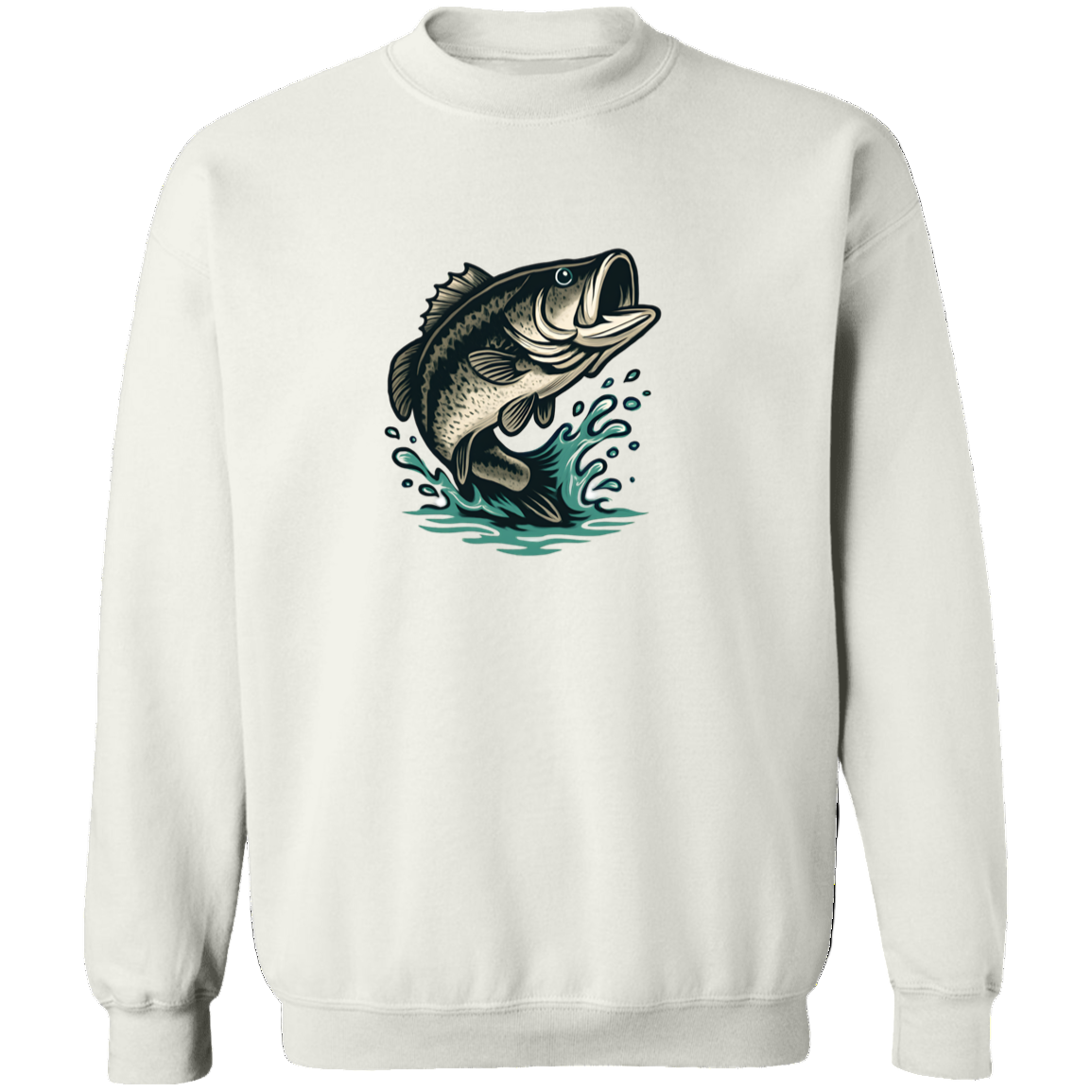 leaping largemouth bass sweatshirt white