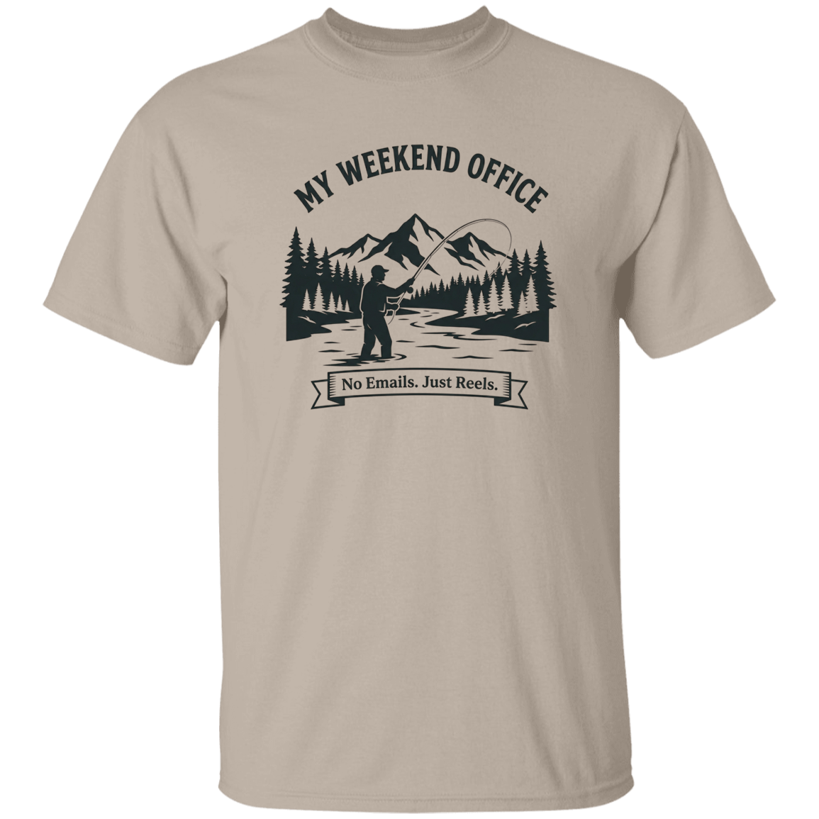 Fisherman in his weekend office t-shirt in Sand color