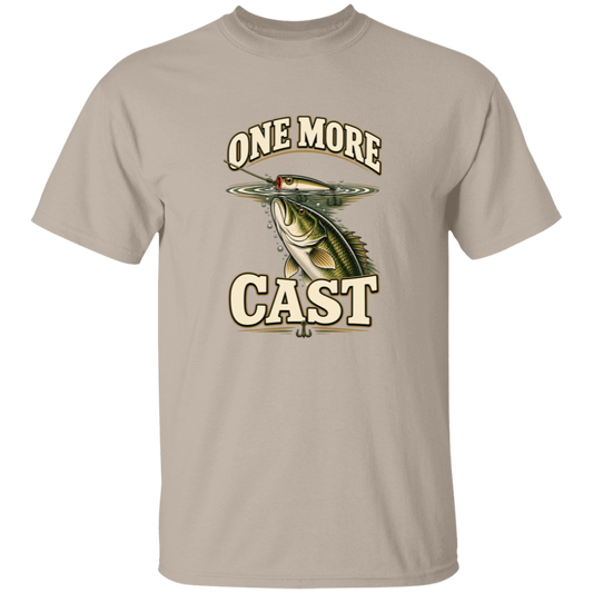 Sand color t-shirt with a saying, One More Cast, for men and women