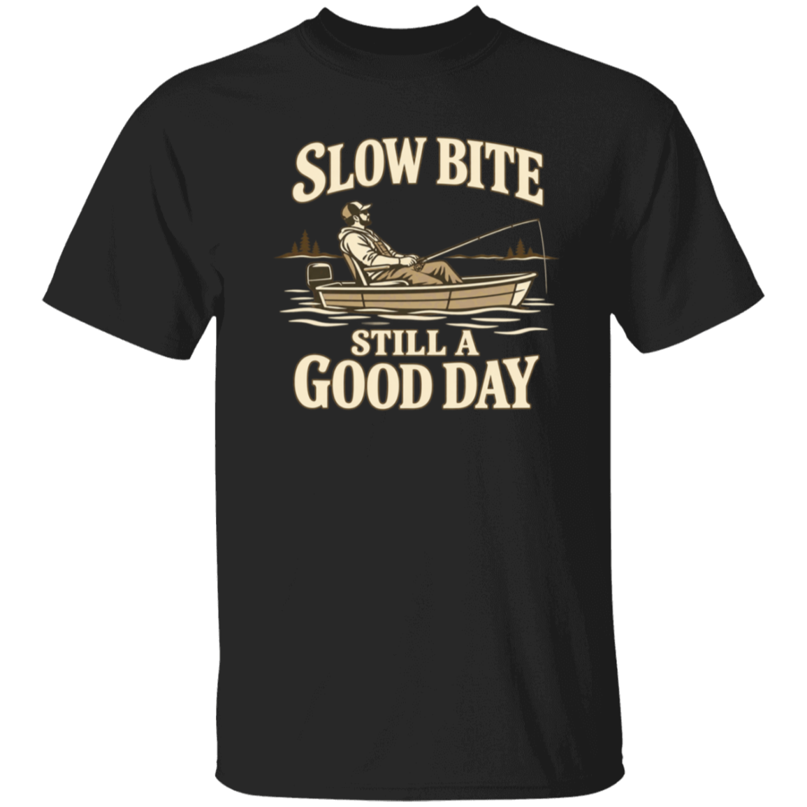 black color t-shirt with a saying, Slow Bite Still A Good Day, for men and women