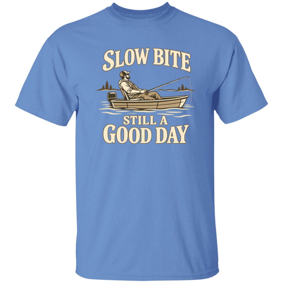 Carolina Blue color t-shirt with a saying, Slow Bite Still A Good Day, for men and women