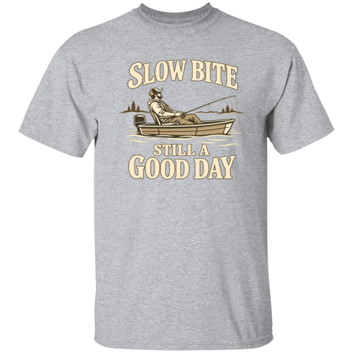 sport-grey color t-shirt with a saying, Slow Bite Still A Good Day, for men and women