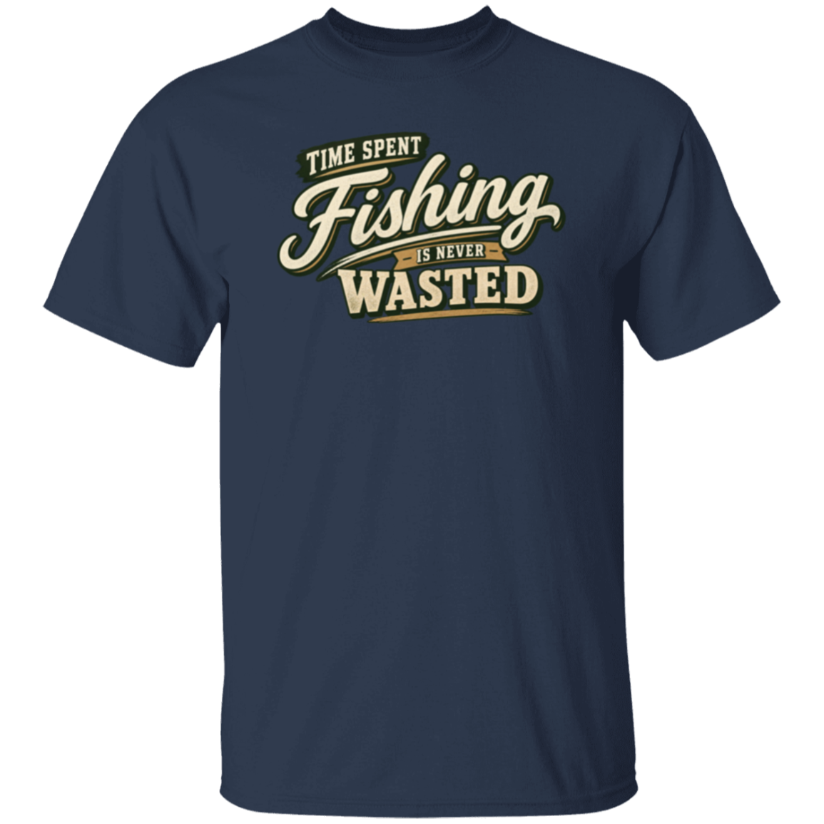 Time Spent Fishing Is Never Wasted T-Shirt in Navy