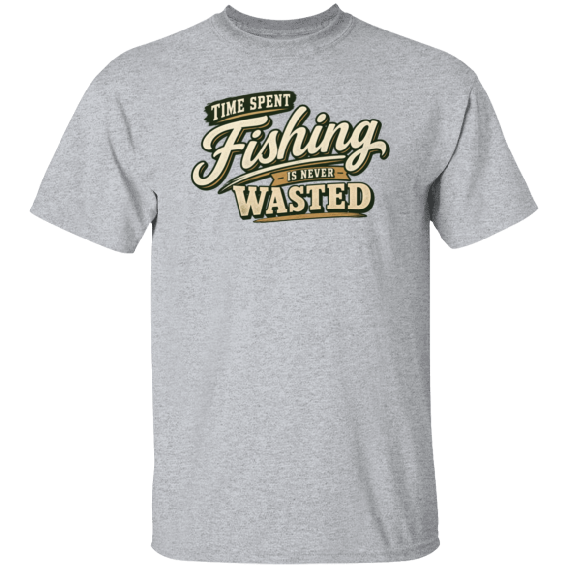 Time Spent Fishing Is Never Wasted T-Shirt in Sport Grey