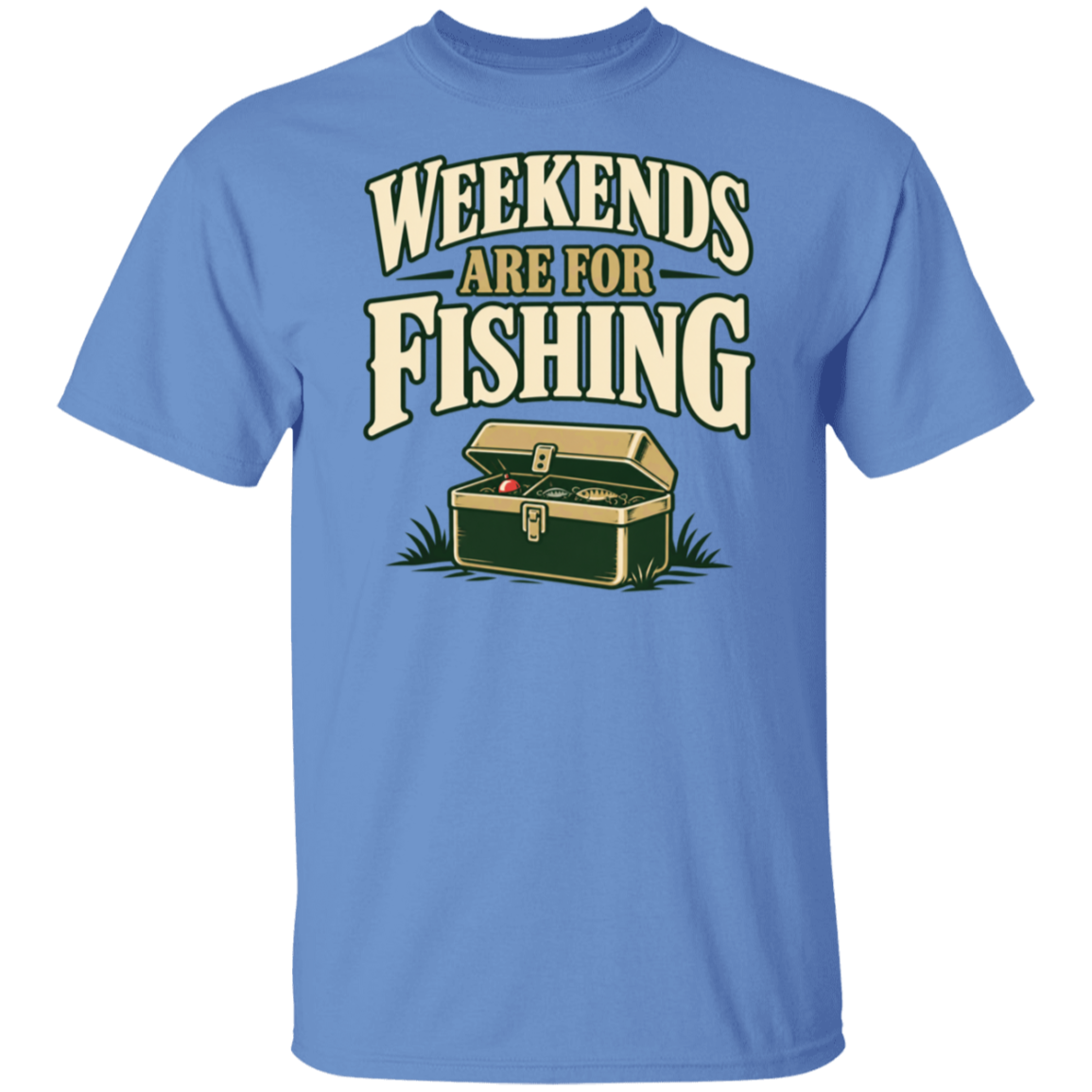 Carolina Blue color t-shirt with a saying, Weekends Are For Fishing, for men and women