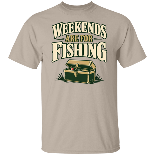 sand color t-shirt with a saying, Weekends Are For Fishing, for men and women