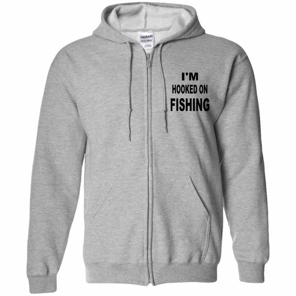 I'm hooked on fishing zip up hoodie b sport grey