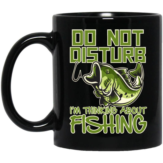 Thinking About Fishing Black Mug b