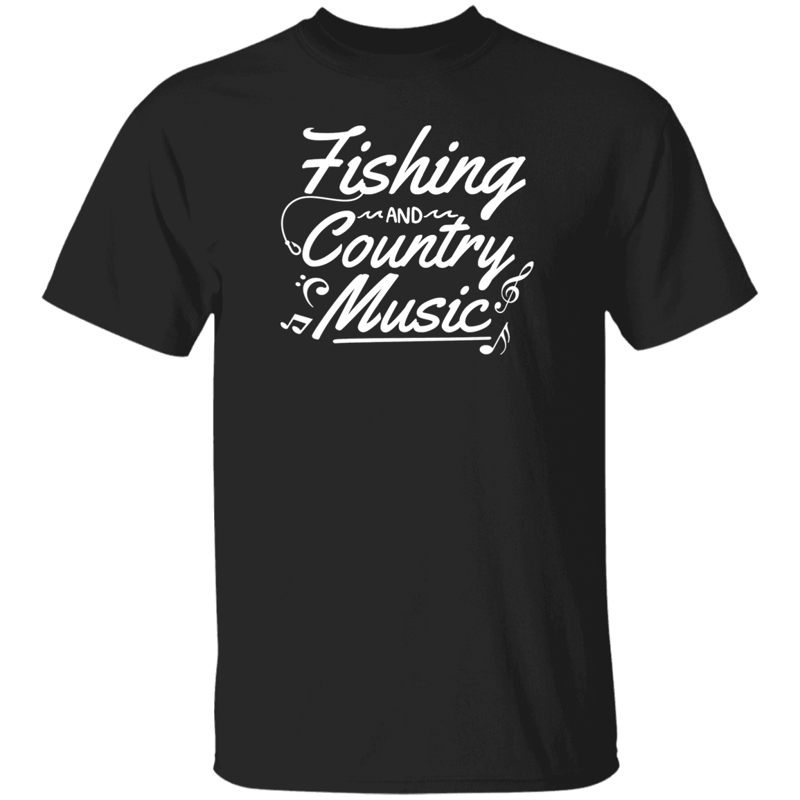 Fishing and country music T shirt black