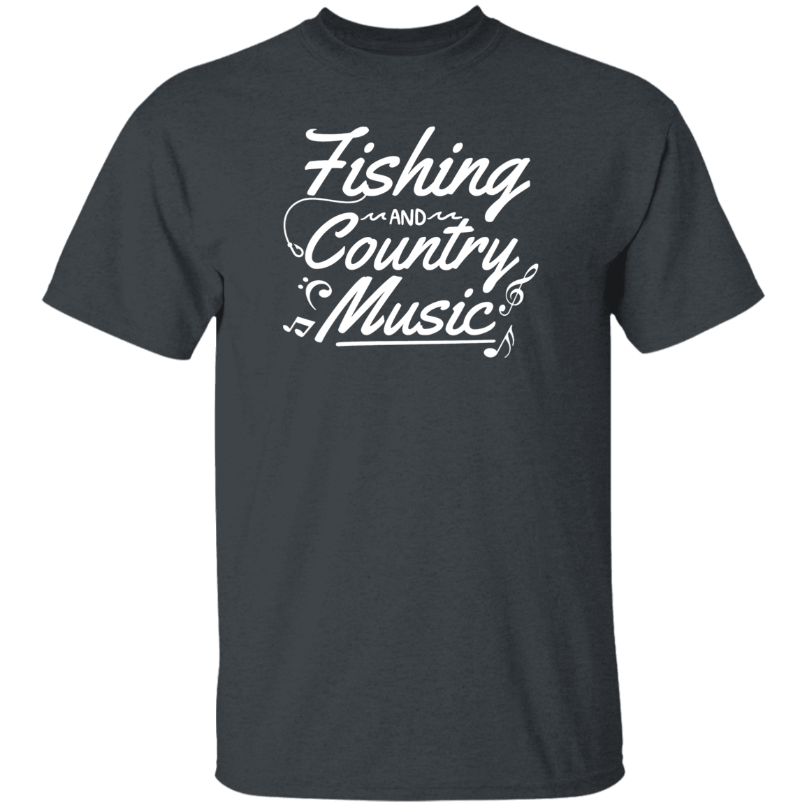 Fishing and country music T shirt dark-heather