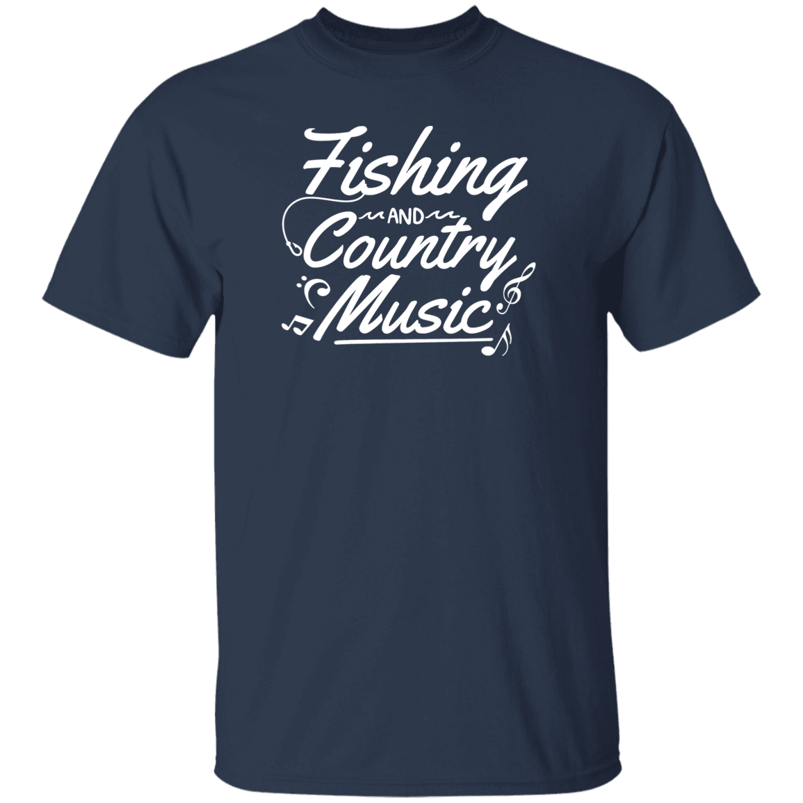 Fishing and country music T shirt navy