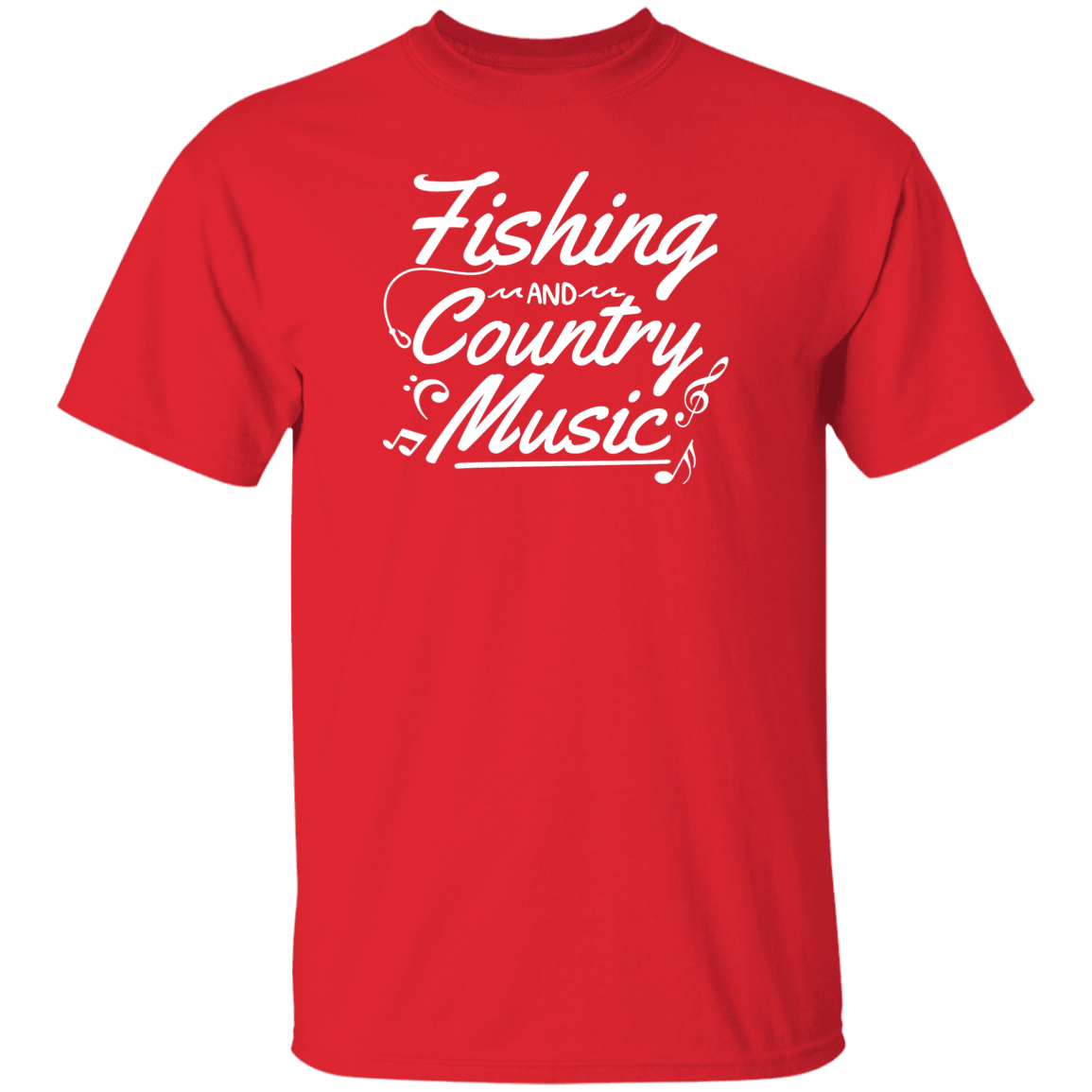 Fishing and country music T shirt red