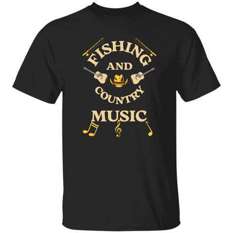Fishing and country music t-shirt k black