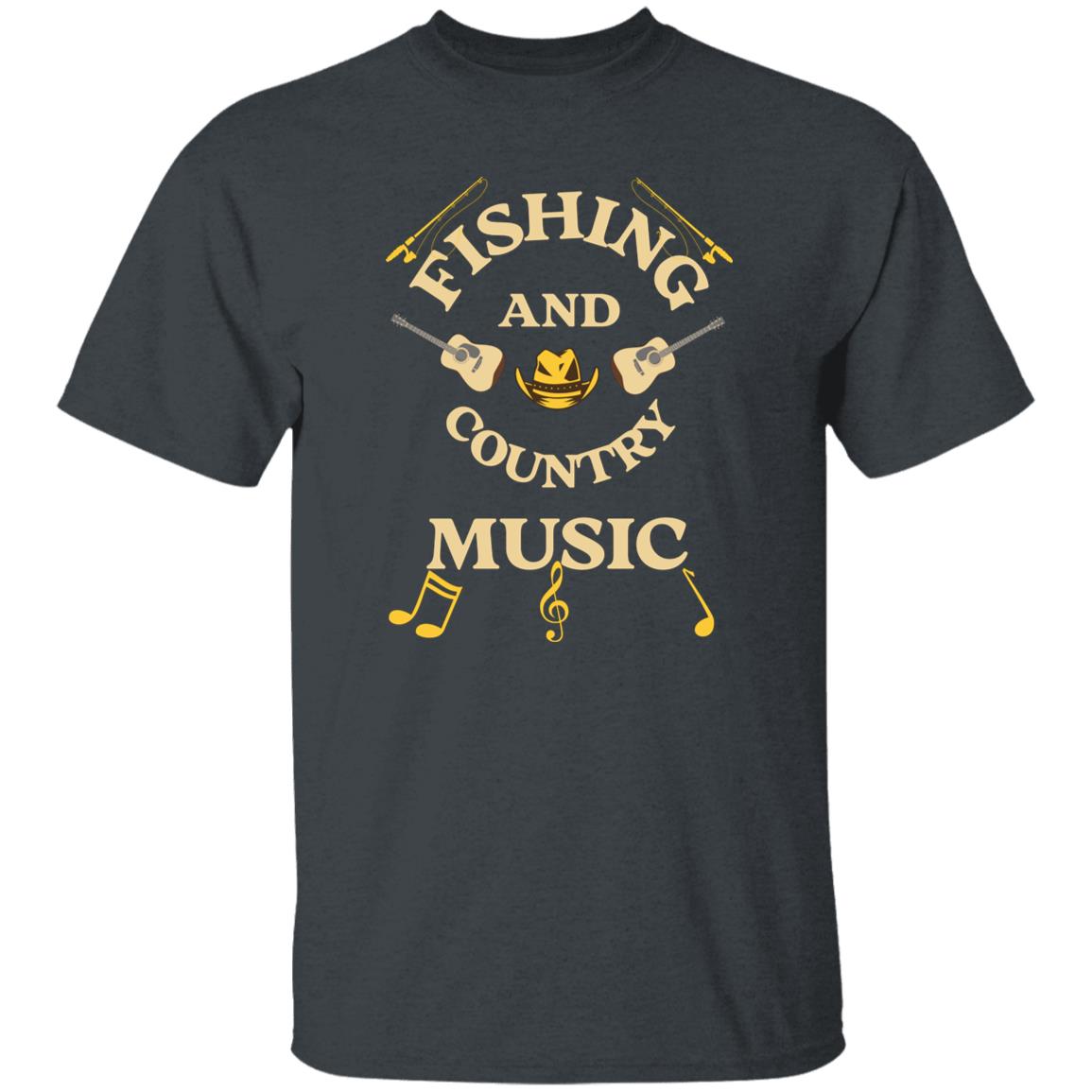 Fishing and country music t-shirt k dark-heather