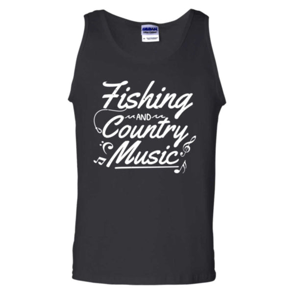 fishing and country Music tank top w black