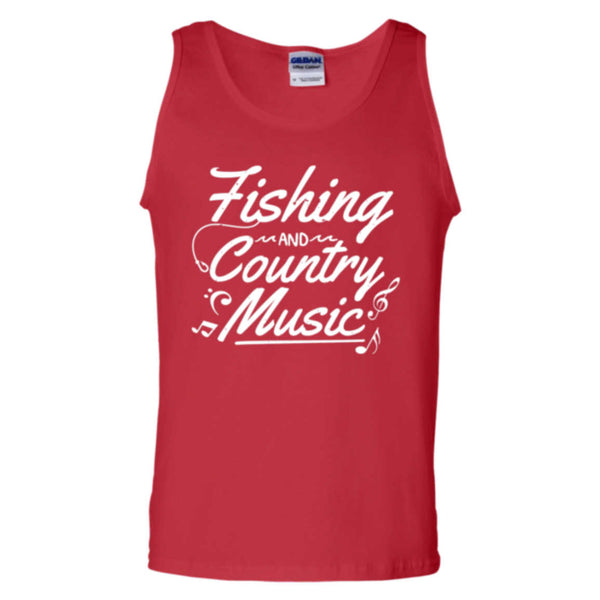 fishing and country Music tank top w red
