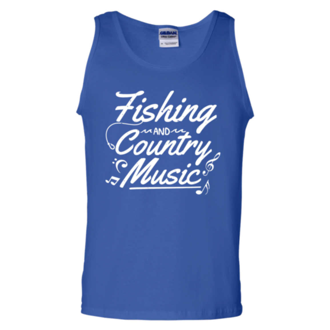 fishing and country Music tank top w royal