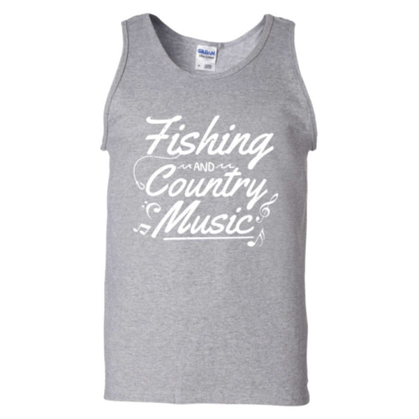 fishing and country Music tank top w sport grey