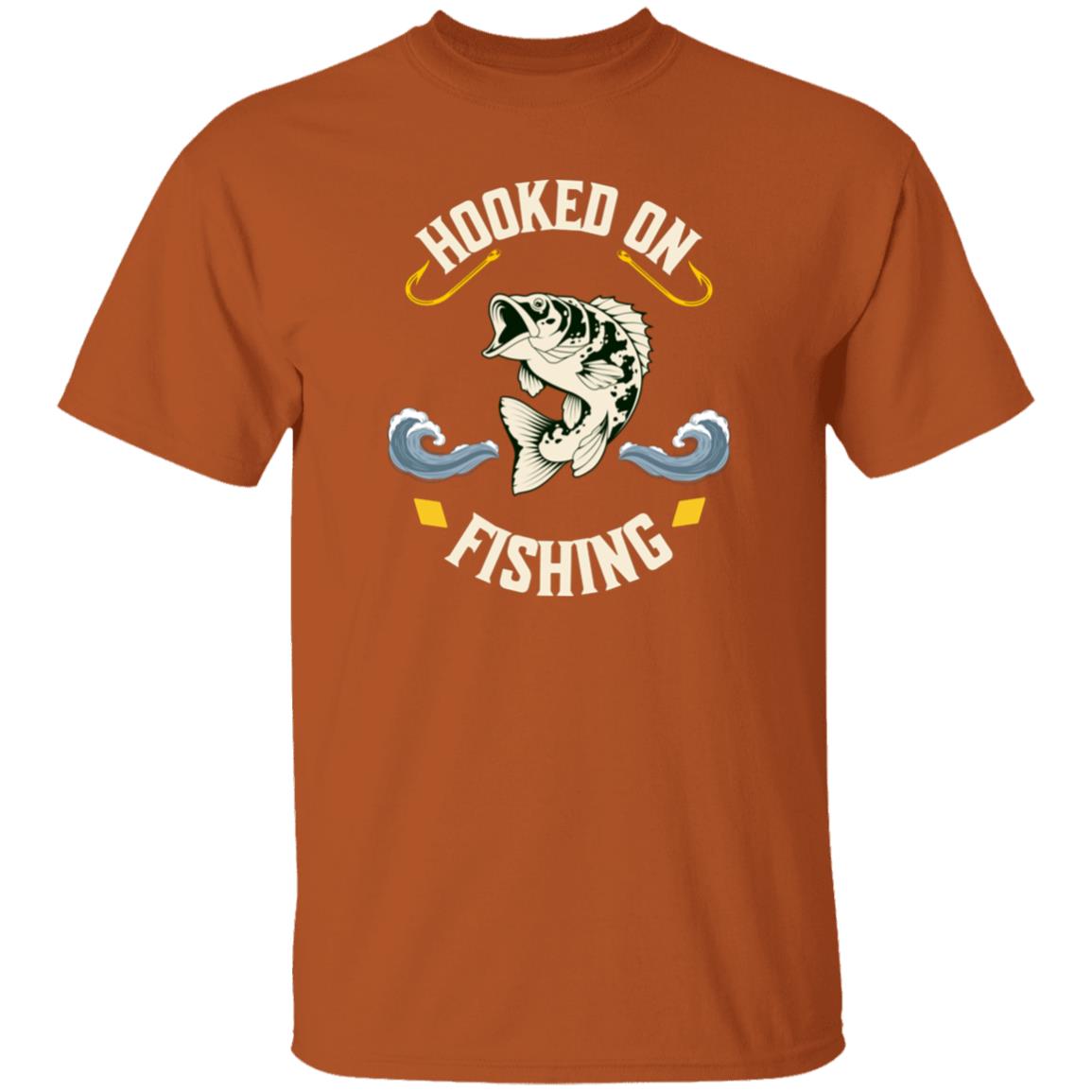 Hooked on fishing t-shirt k texas-orange