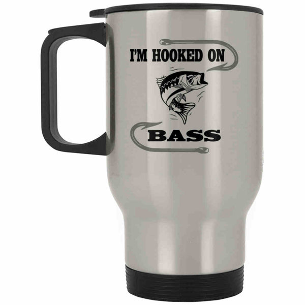 I'm Hooked On Bass Silver Travel Mug