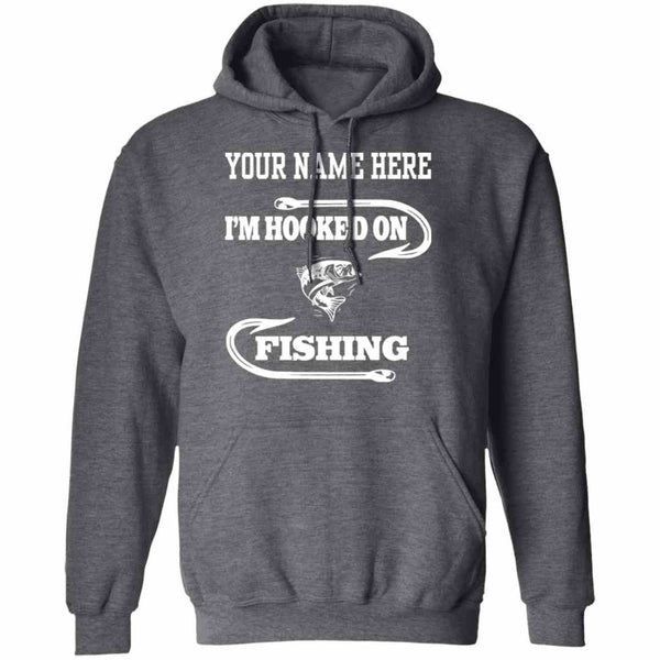 I'm hooked on fishing hoodie dark-heather