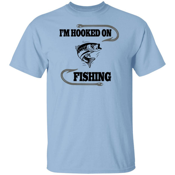 I'm hooked on fishing t shirt b light-blue