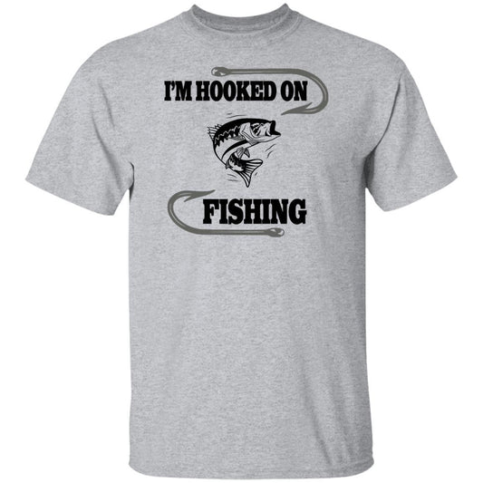 I'm hooked on fishing t shirt b sport-grey