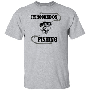 I'm hooked on fishing t shirt b sport-grey