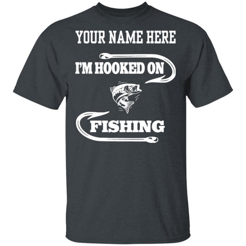 I'm hooked on fishing t-shirt w dark-heather
