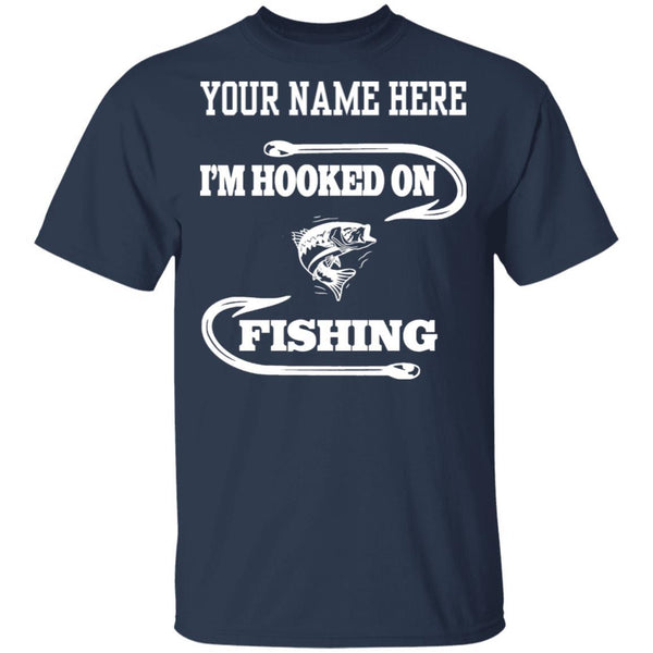 I'm hooked on fishing t-shirt w navy