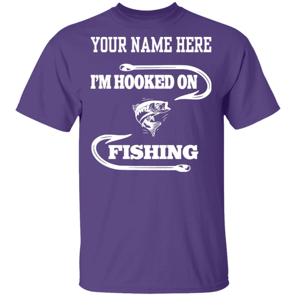 I'm hooked on fishing t-shirt w purple