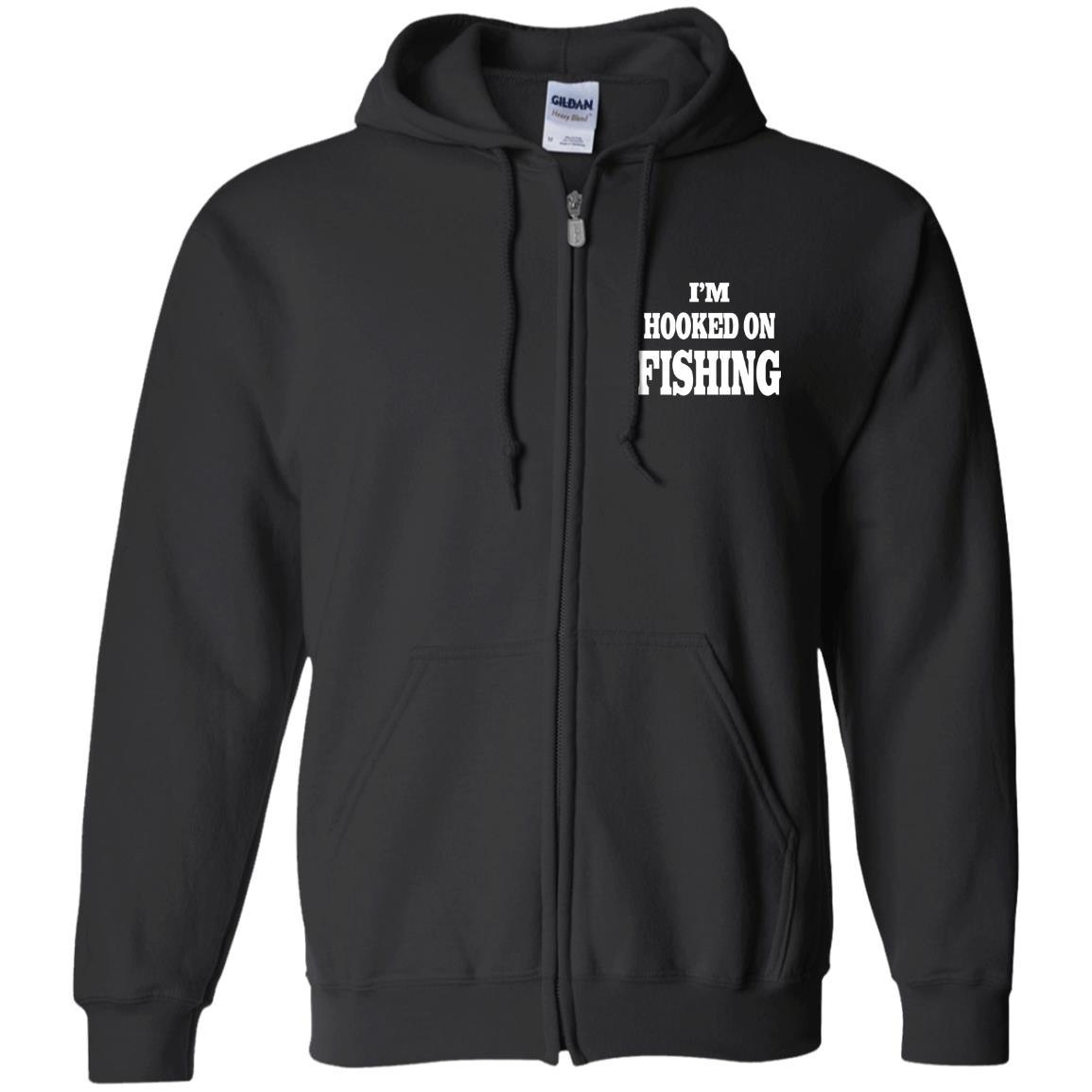 I'm hooked on fishing zip-up hoodie black