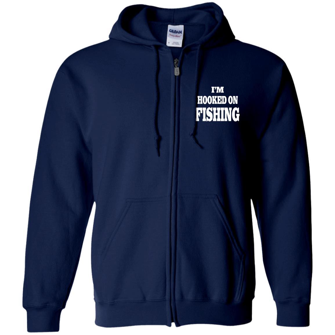 I'm hooked on fishing zip-up hoodie navy