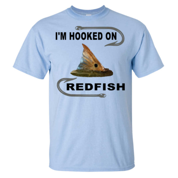 I'm hooked on redfish t-shirt light blue 