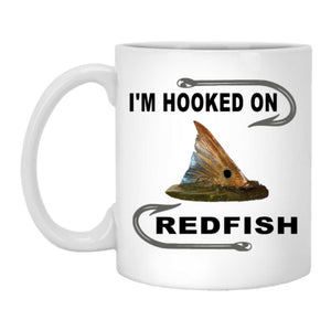 I'm hooked on redfish 11 oz mug white
