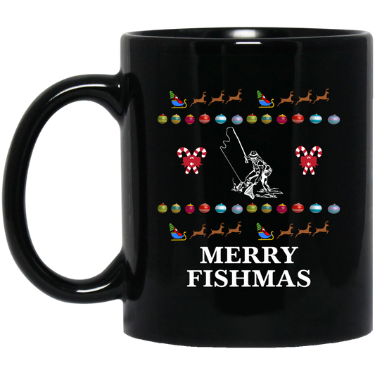 Merry fishmas 11 oz mug black