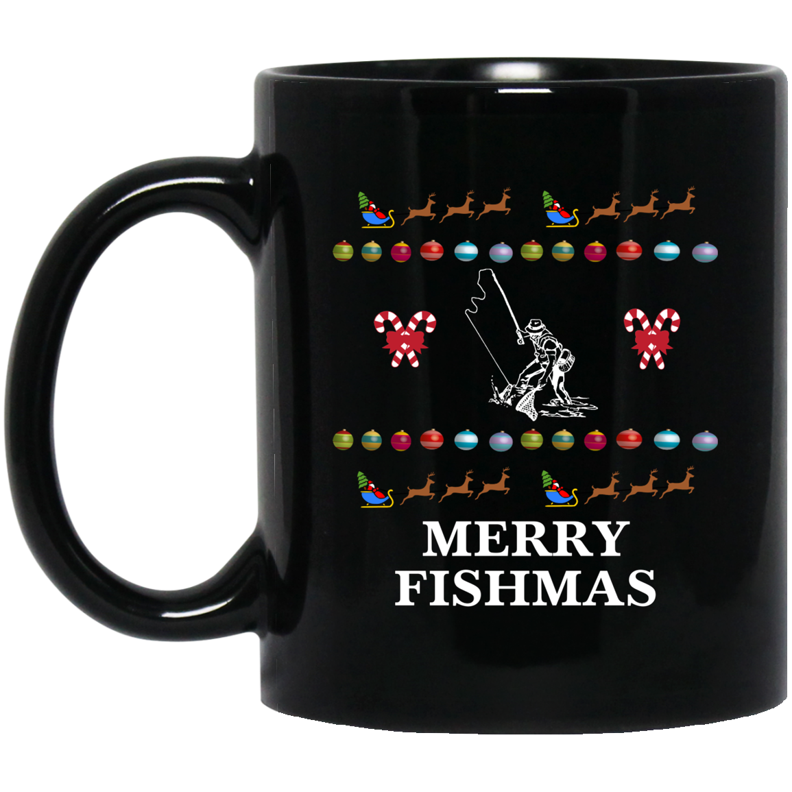 Merry fishmas 11 oz mug black