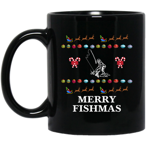 Merry fishmas 11 oz mug black