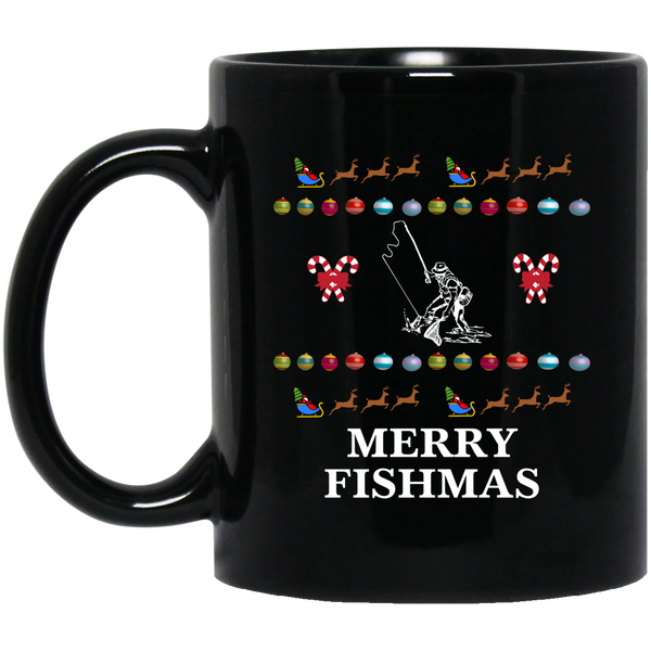 Merry fishmas 11 oz mug black